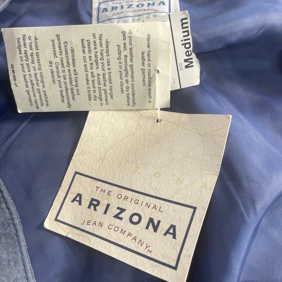 VTG Arizona China Blue genuine leather w/decorative polyester backing NWT-Med - Picture 3 of 7